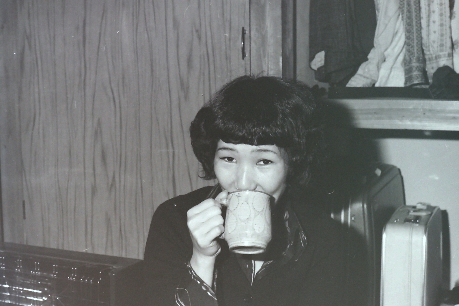 Ritsuko having coffee